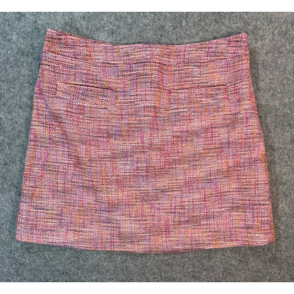 LOFT‎ Pink Multi Tweed Mini Skirt Size 14 A-Line Textured Woven Lined